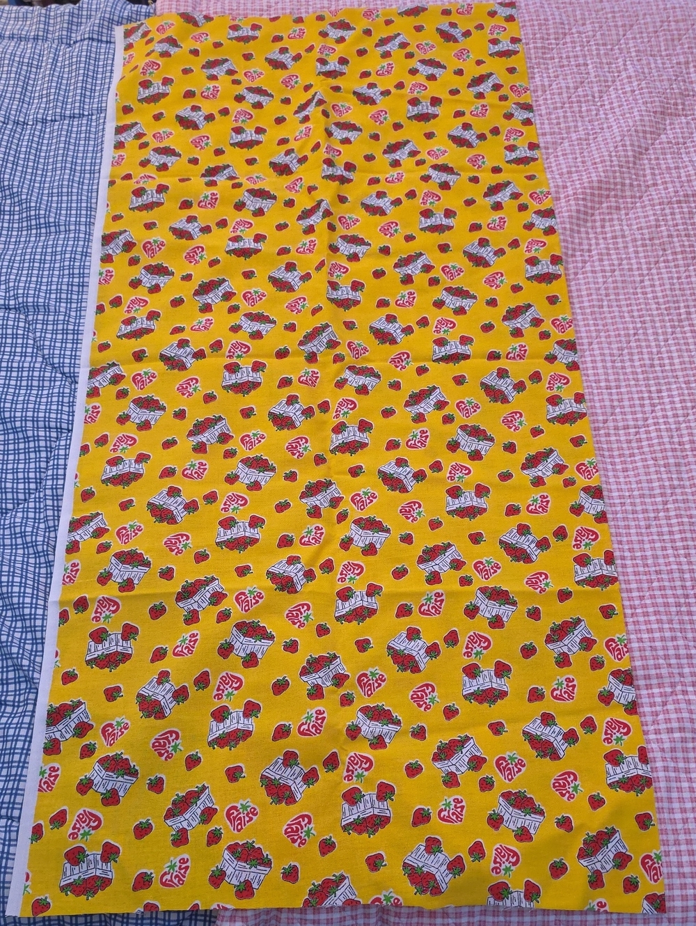 Strawberry Print Fabric Sewing Crafts Spring Summer Fraise Garden Girl Whimsy